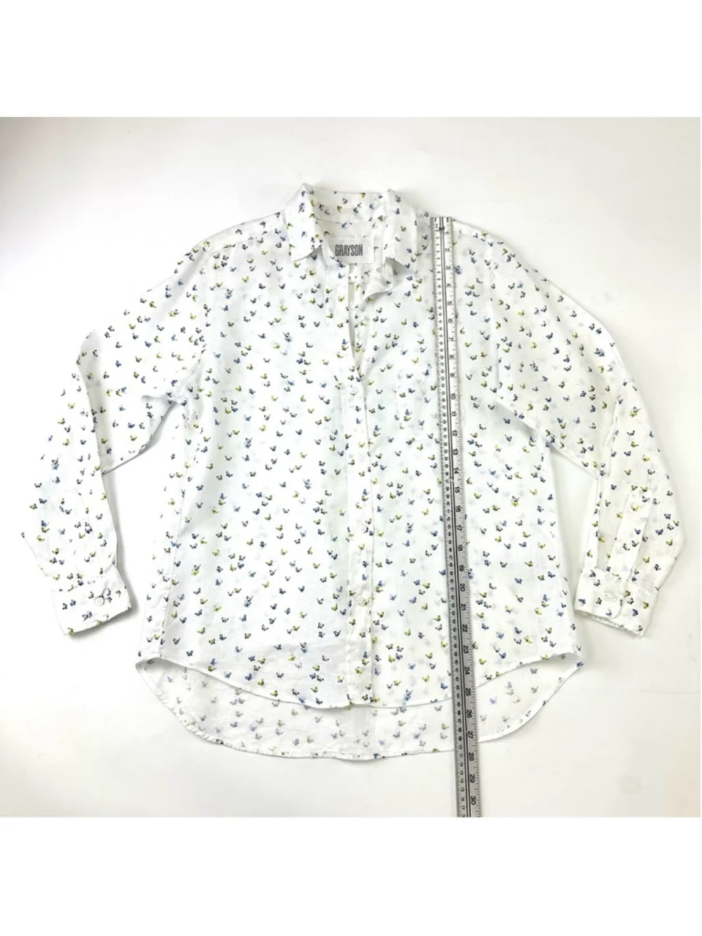 Anthro Grayson linen shirt Womens Medium Butterfly Buttondown casual Feminine - Picture 12 of 14